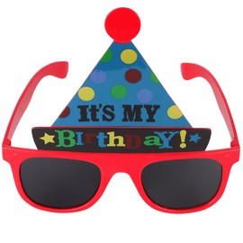 Ｎｏｏｎｈｏｒｓｅ Happy Birthday Glasses It's My Birthday Sunglasses Photo Booth Props Funny Glasses for Adults Party Birthday Hats Glasses for Women Girls Boys Men Kids Party Sunglasses Favor, Red Blue