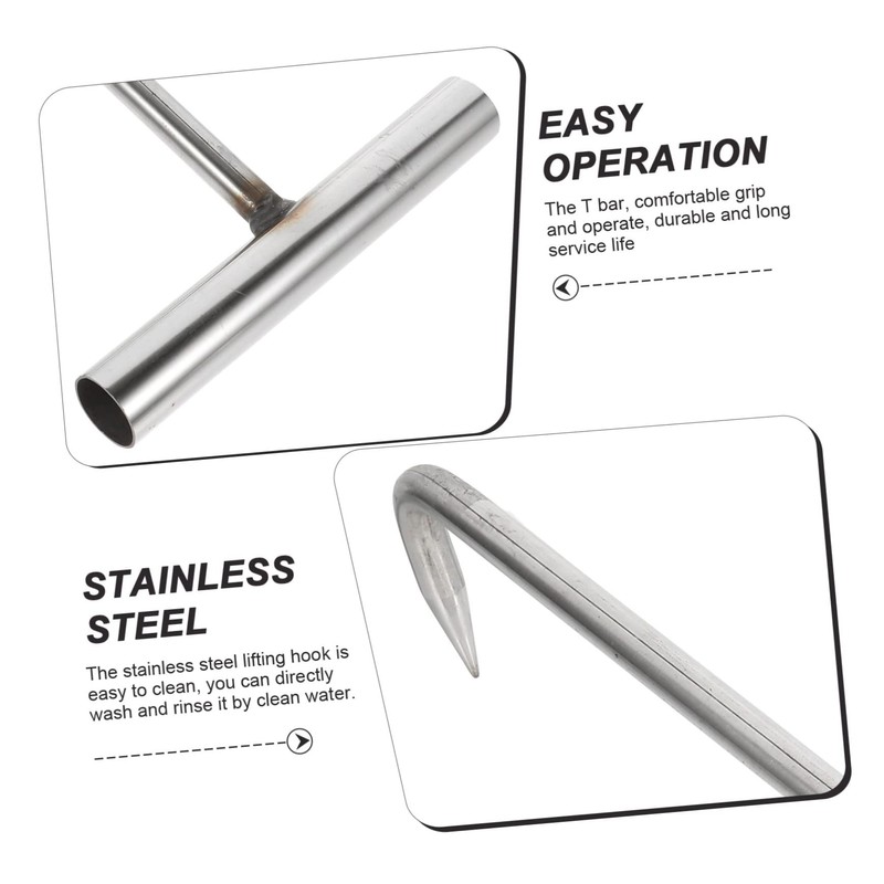 GANAZONO Heavy-Duty Stainless Steel Manhole Cover Hook T Shape Lift