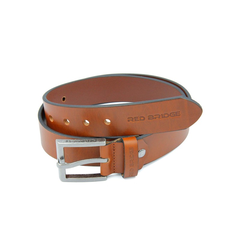 Red Bridge Men's Genuine Leather Belt - Taba. Plain, size: