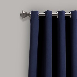 Lush Decor Curtains-Grommet Panel with Insulated Blackout Lining, 95 in L Pair, Navy