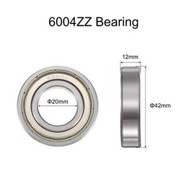 sourcing map 4pcs 6004ZZ Bearing 20x42x12mm, Chrome Steel Double Shielded Precision Bearing, Lubricated Deep Groove Ball Bearings, P6 (ABEC 3)