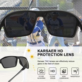 Karsaer Vision Men Women Polarized Sports Sunglasses Baseball Cycling Running Sunglasses for Youth Adults Teens Kids Age 8-14