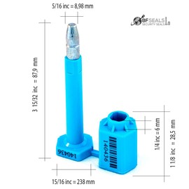 High Security Bolt Seal for Cargo Containers and Truck Trailers, Blue Color, Box (20 pcs), Numbered with Barcode, ISO and C-TPAT Certified BFSEALS