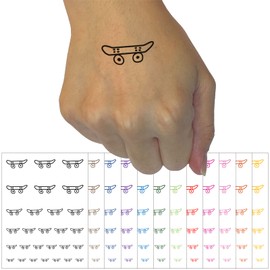 Skate Board Boarding Doodle Temporary Tattoo Water Resistant Fake Body Art Set Collection - Light Pink (One Sheet)