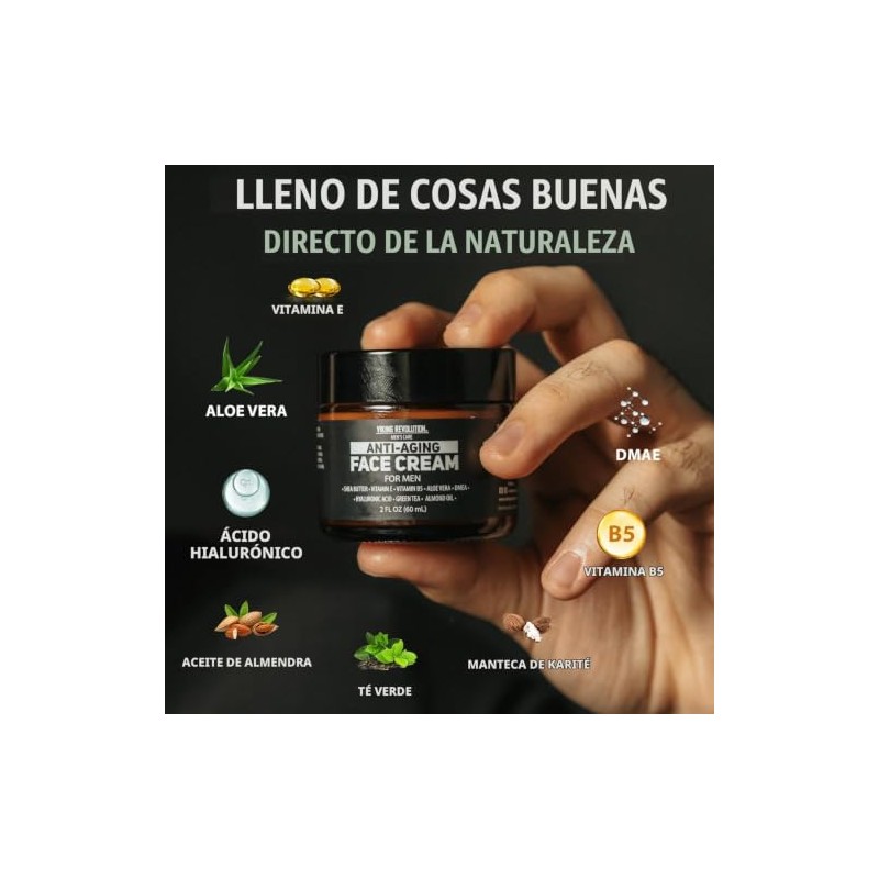Viking Revolution Crema Facial Antienvejecimiento Hombres Hidratante Ácido Hialurónico Aloe