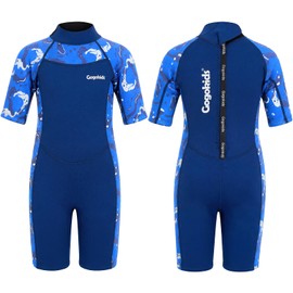 Gogokids Kids Shorty Wetsuit, 2mm SCR Lightweight Neoprene for Toddlers, Back Zip Children’s Short Wet Suit for Comfort & Warmth, Swimming, Snorkelling & Surfing, Ages 2–8 Boys Girls