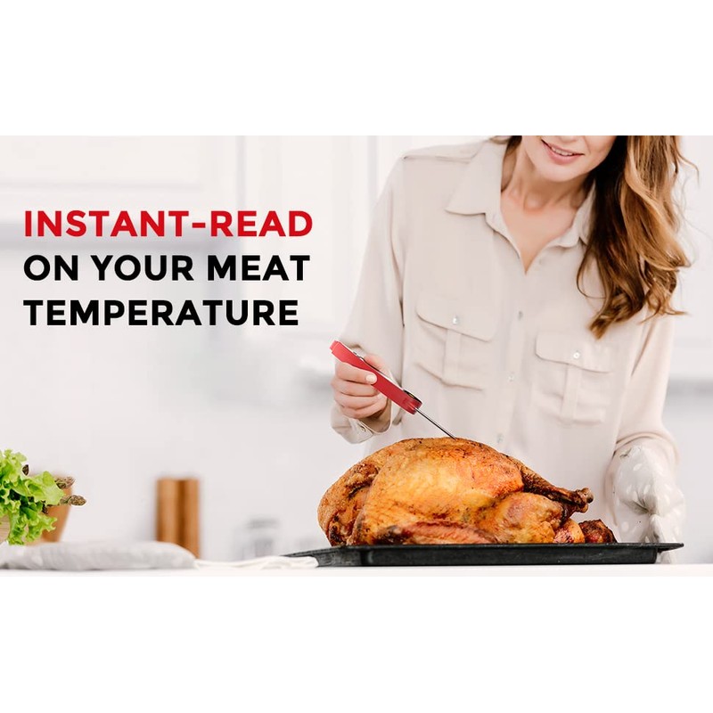 CGZZ Thermometer, Digital Meat Thermometer, Red, 4.6'' Folding Probe, 2-3S