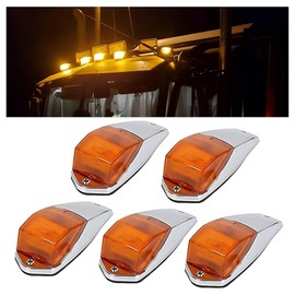 ECOTRIC 5pcs 31LED Amber Cab Marker Lights Waterproof Top Roof Truck Running Lights Compatible with Peterbilt/Kenworth/Freightliner/Volvo/Western Star/Mack/International/Paccar Trailer Trucks