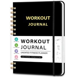 Workout Journal Fitness Planner for Women & Men, Undated Workout Log Book to Tracking Gym Sessions, Great Accessories to Achieving Your Wellness Goals, 6.3"x8.4", Black