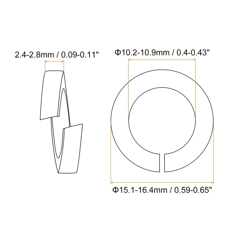 sourcing map 30 Pcs Spring Lock Washer, M10 Split Lock