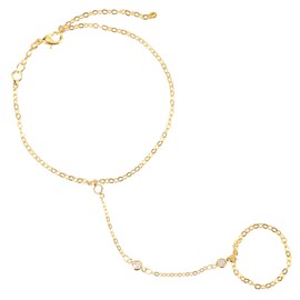 Mikovivi Gold Hand Chain, Shiny Bracelet Finger Ring Bracelets Women Fashion Dainty Jewelry Accessories for Festivals Parties Weddings Supply Christmas Valentines Gift