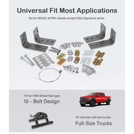 5th Wheel Hitch Installation Kit w/Hardware & Brackets Reinstallation of 30035, 58058, Replacement Part for Reese 30439 Fifth Wheel Installation(10-Bolt Design)