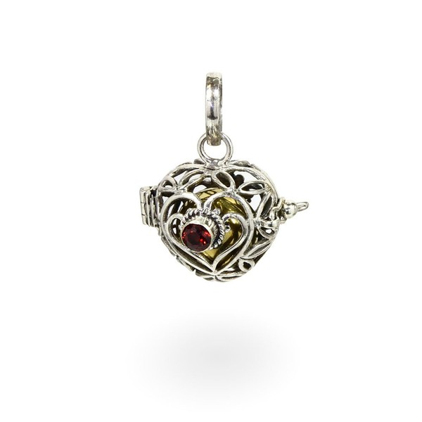 NKlaus Real 925 Sterling Silver Angel Caller Heart with Real