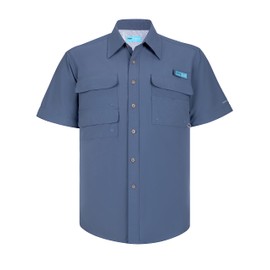 Tuna Men's UV UPF 50+ Sun Protection Soild Waterproof Breathable Fast Dry SPF Hiking Fishing Short Sleeve Shirts (5# 2XL Navy)