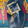 Large Bamboo Earrings Female Metal Coating Retro - Style: Square
