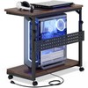 Besiost Computer Tower Stand with Power Strips, Height Adjustable PC