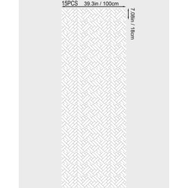 FLFK Black Lines Stair Stickers - Set of 15, Peel and Stick Stair Riser Decals, 39.3"x7.08"