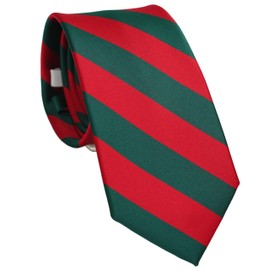ZENXUS Striped Ties for Men, Crimson Red and Hunter Green Christmas Stripe Necktie