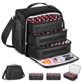 ZWRTU Extra Large Nail Polish Organizer Case Holds 105 Bottles with 3 Removable Pouches for Manicure Tools, Supplies, Nail Lamp, Gift for Girls