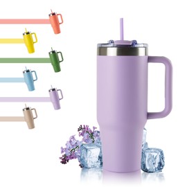 Hogg Big Swig 40 oz Tumbler with Handle and Straw - Pastel Lilac, Advanced Design Spill Proof Tumbler with Straw, Stainless Steel Tumbler with Lid and Straw, 40oz Tumbler with Handle, Purple Tumbler