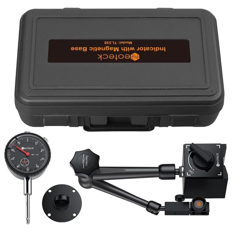 Neoteck 0-1"/0.001" Dial Indicator and Magnetic Base Set with Storage