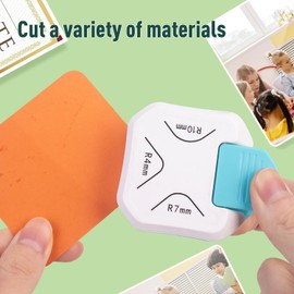 Paper Corner Rounder Punch, 3 in 1 Corner Cutter Rounder for Cardstock (R4mm+R7mm+R10mm), Edge Cutter Craft Card Making and Scrapbooking and Journaling Supplies for Classroom Home(White)