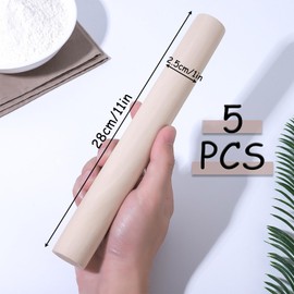 Wooden Rolling Pin, Beech Wood Rolling Pin, for Pizza, Pasta, Bread, Brown, Pack of 5