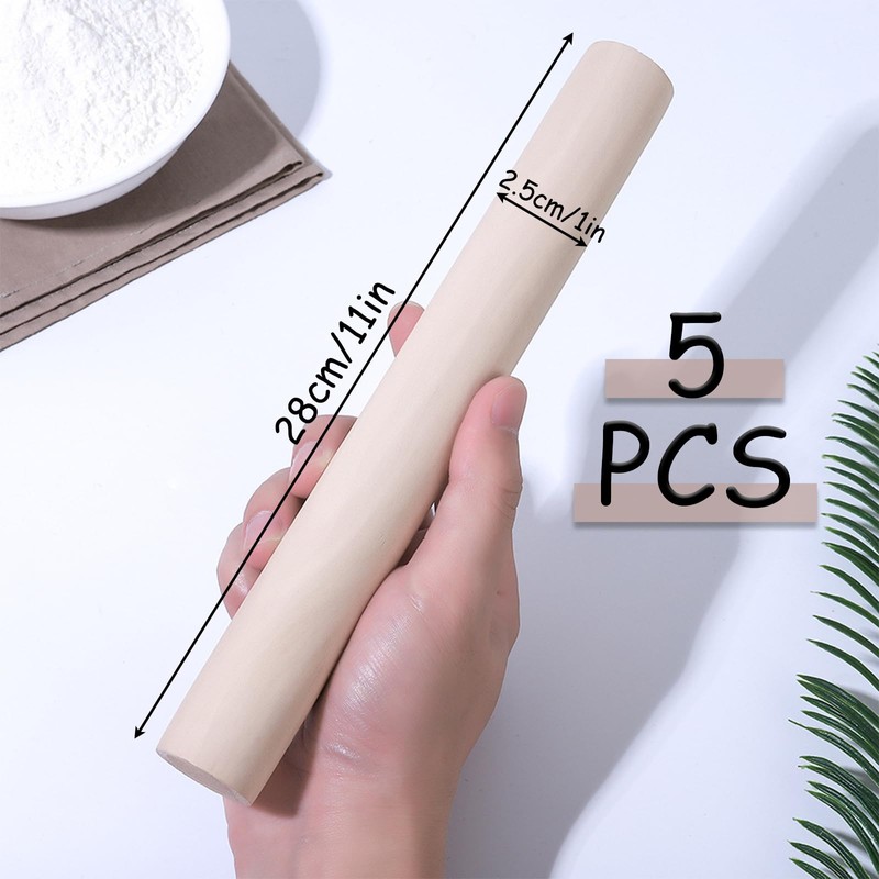 Wooden Rolling Pin, Beech Wood Rolling Pin, for Pizza, Pasta,
