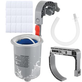 Enhon Above Ground Pool Skimmer with 20 Pcs Wall Mount Surface Skimmer Socks, Automatically Cleans Pool Skimmer Accessories with Hose Basket Net, Adjustable Floating Pool Filter for Removes Debris