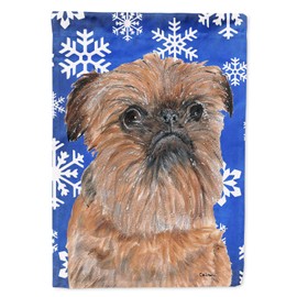 Caroline's Treasures SC9600GF Brussels Griffon Winter Snowflakes Garden Flag Mailbox Flag Decorative Yard Flag Banner Outside Patio Artwork Yard Flower Beds, Garden Size, Multicolor