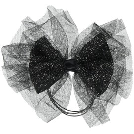 Laura Hair Rubber Girls Ribbon, Chiffon, Sparkle, Headband Size: Vertical 4.3 inches (11 cm), Width 4.7 inches (12 cm), Black