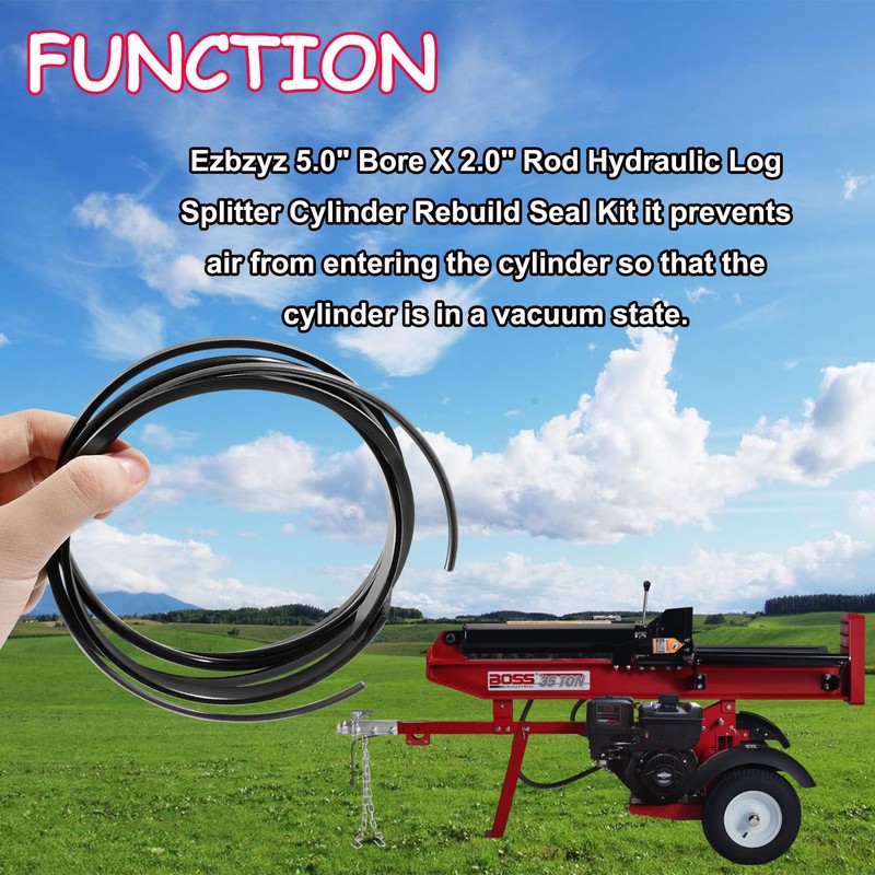 Ezbzyz Hydraulic Log Splitter Cylinder Rebuild Seal Kit for 5.0"