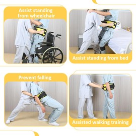 WASHINBED Gait Belt with Handles and Caregiver Assistance Knee Strap (M)