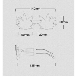 Vintage Punk Sunglasses Men Women 2020 Fashion Colorful Rimless Leaf-shaped Sun Glasses, Green, X