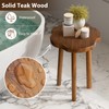 JOLLYMER Natural Teak Wood Live Edge Side Table 14.8" x