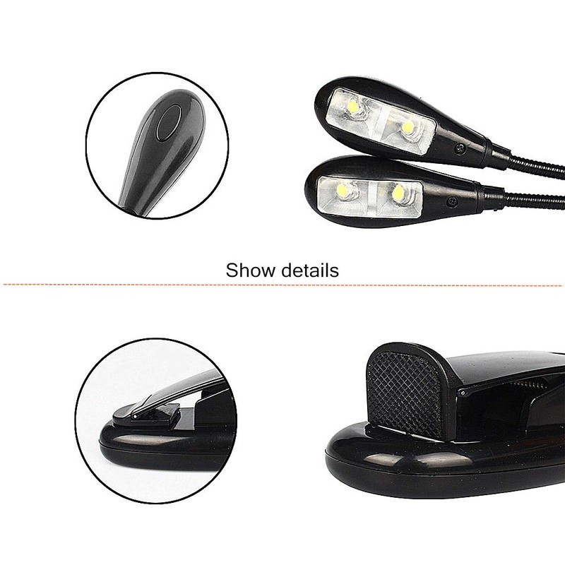 Ailenyun Double-Head Clip Light/Reading Light/Night Light Clip for Table, headboard