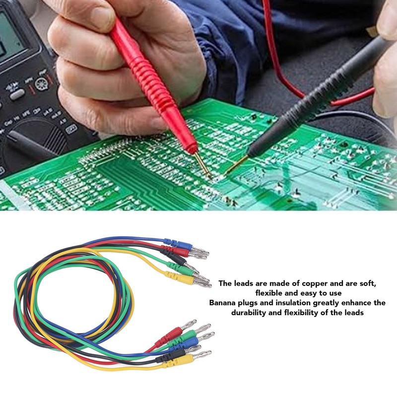 Magnetic Test Leads Kit Soft Flexible 5 Colour 4mm Banana