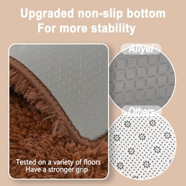 Alfombras Suaves Tipo Runner para Recámara y Pasillos, 2x6 Pies Alfombra de Área Mullida Color Café Tipo Shag Antideslizante para Junto a la Cama y Dormitorio, Alfombra Larga y Peluda para
