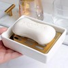 Simple Ceramic Drainage Bathroom Soap Tray Holder White Silver 10ea
