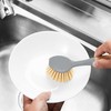 2 Pack Dish Brushes with Bamboo Handle, Kitchen Dish Scrubber