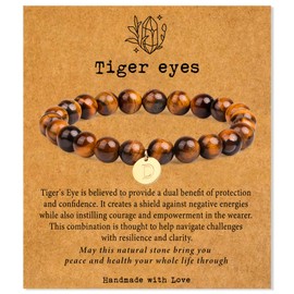 Stone Beaded bracelets for Women Men: Healing Crystal Bracelet Tiger Eye Bead Bracelet Jewelry Natural Stone Stretch Bracelet Gifts Mens Protection Bracelet Spiritual Bracelet Positive Energy Bracelet