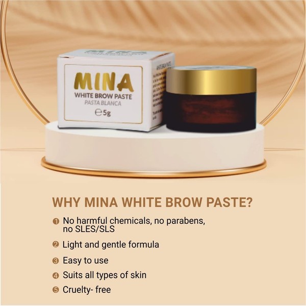 MINA White Eyebrow Paste 5 g | Draw or Sketch the Right Shape of the Eyebrow | Help Perfect Your Brow Dye