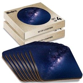 8 x Square Coasters - Centre of the Milky Way Sky Cork Backed MDF Glossy Tea Coffee Accessory #63050