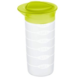 Rotho Shaker Shaker 0.3 L with Lid and Scale, Plastic (PP) BPA-Free, Transparent/Green, 0.3 L (8.0 x 8.0 x 16.0 cm)