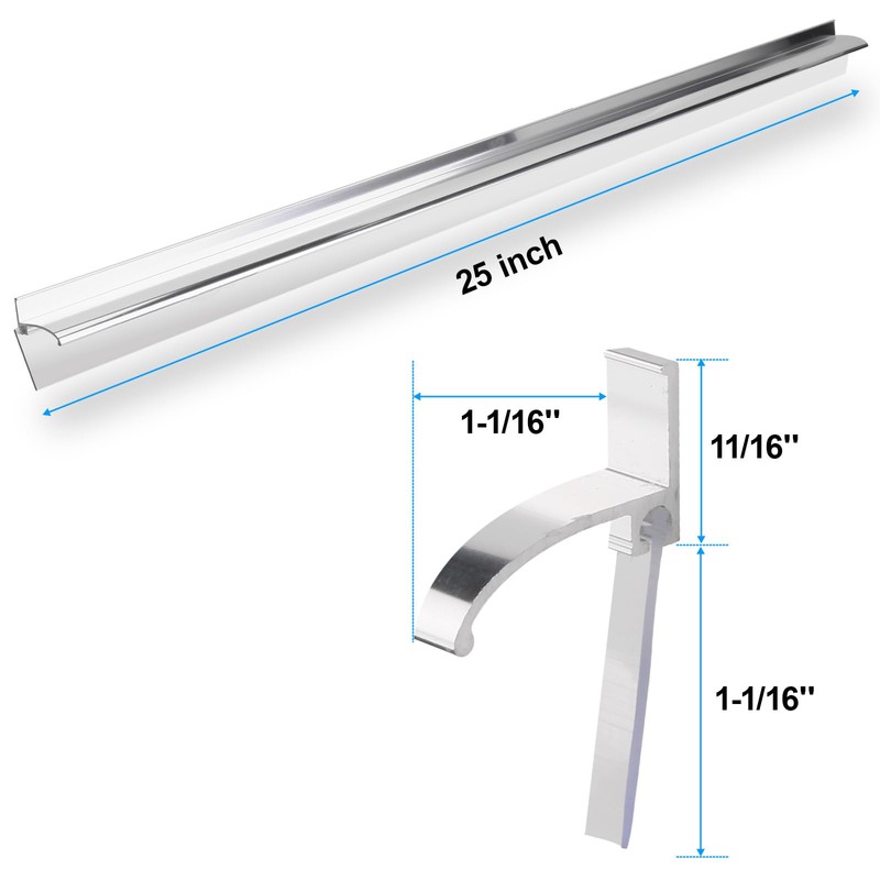 25" Shower Door Bottom Deflector for Chrome Framed Shower Door