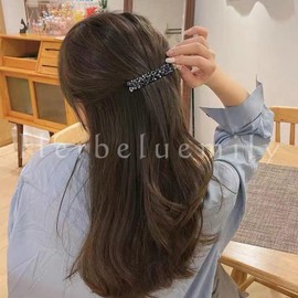 Herbeluemily Barrette, Hair Clip, Hair Clip, Beads, Bijou, Hair Ornament, Hair Clip, Elegant, Assorted D, Black, Set of 3