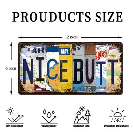 Funny Farmhouse Bathroom Signs Decor, Rustic Metal Tin Sign Wall Decor Art, Restroom Decor Accessories - Nice Butt