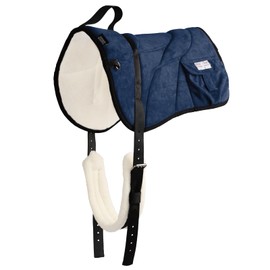 Harrison Howard Ergonomically Designed Correct Bareback Pad with Side Pockets Extra Thick Center for Maximum Support Anti-Slip Bareback Pad Comes with Matching Girth Navy