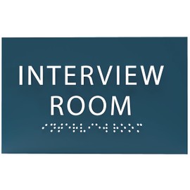 ADA CENTRAL SIGNS - 6" X4" Interview Room Sign - ADA Compliant Tactile Graphics Grade 2 Braille Text Acrylic Wall Sign | Privacy, Meeting, Room Name Sign for Schools, Hospitals, Offices, & Apartments