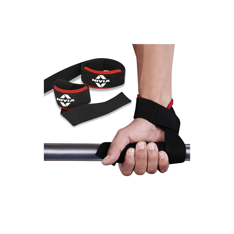 Nivia 11043 Neoprene Padded Weight Lifting Gym Bar Straps, Free